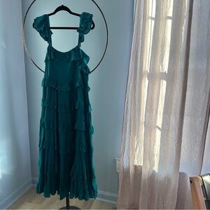 Crown and Ivy Teal Ruffled Sleeveless Dress